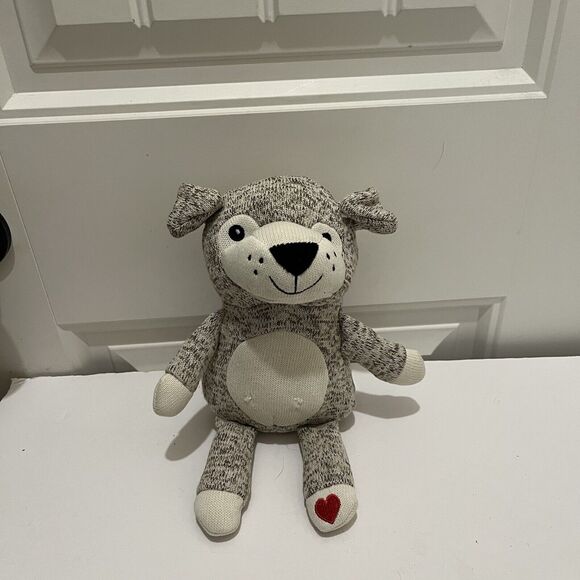 Russell Stover Gray Heathered Red Heart Paw Plush Dog 9" Stuffed Animal - Picture 2 of 9